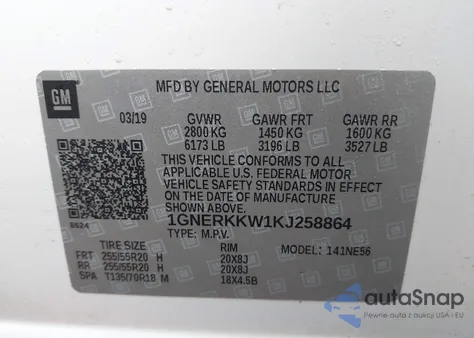 2019 Chevrolet Traverse Premier from USA, damaged, VIN 1GNERKKW1KJ258864